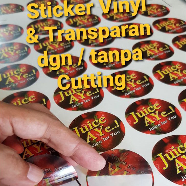 

SPESIAL DISKON Cetak sticker label stiker Vinil Vinyl transparan A3 dan Potong Cutting