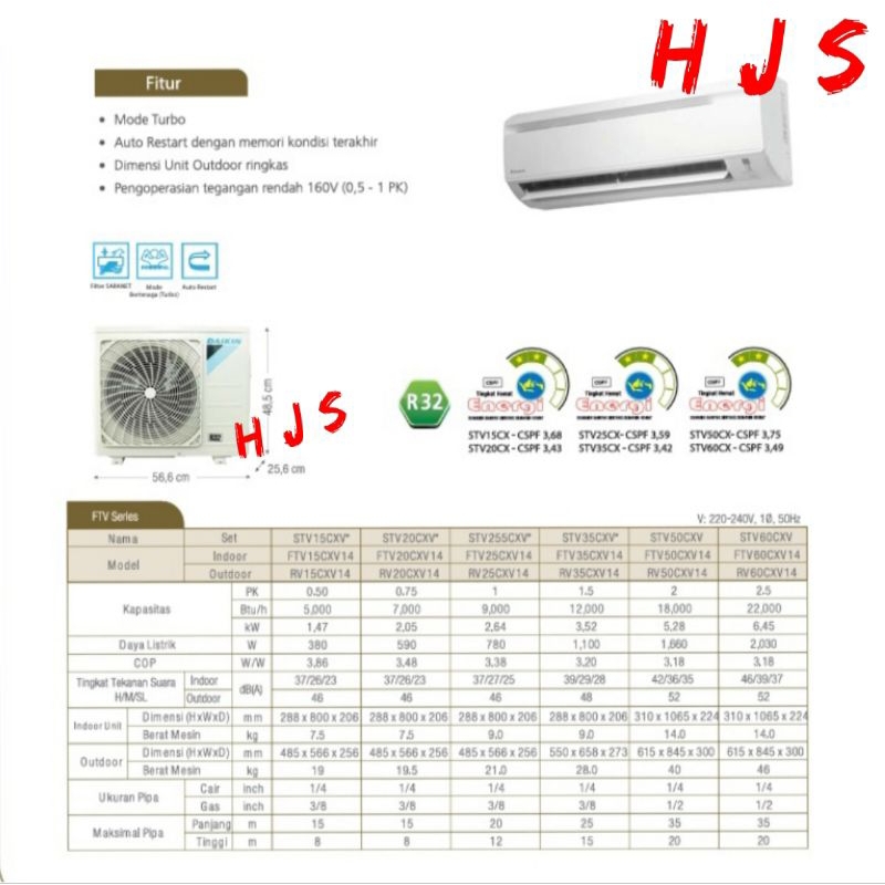 AC DAIKIN 2 PK FTV50CXV14 STV50CXV RV50CXV14 FTV50CXV 14 50CXV14 BATAM