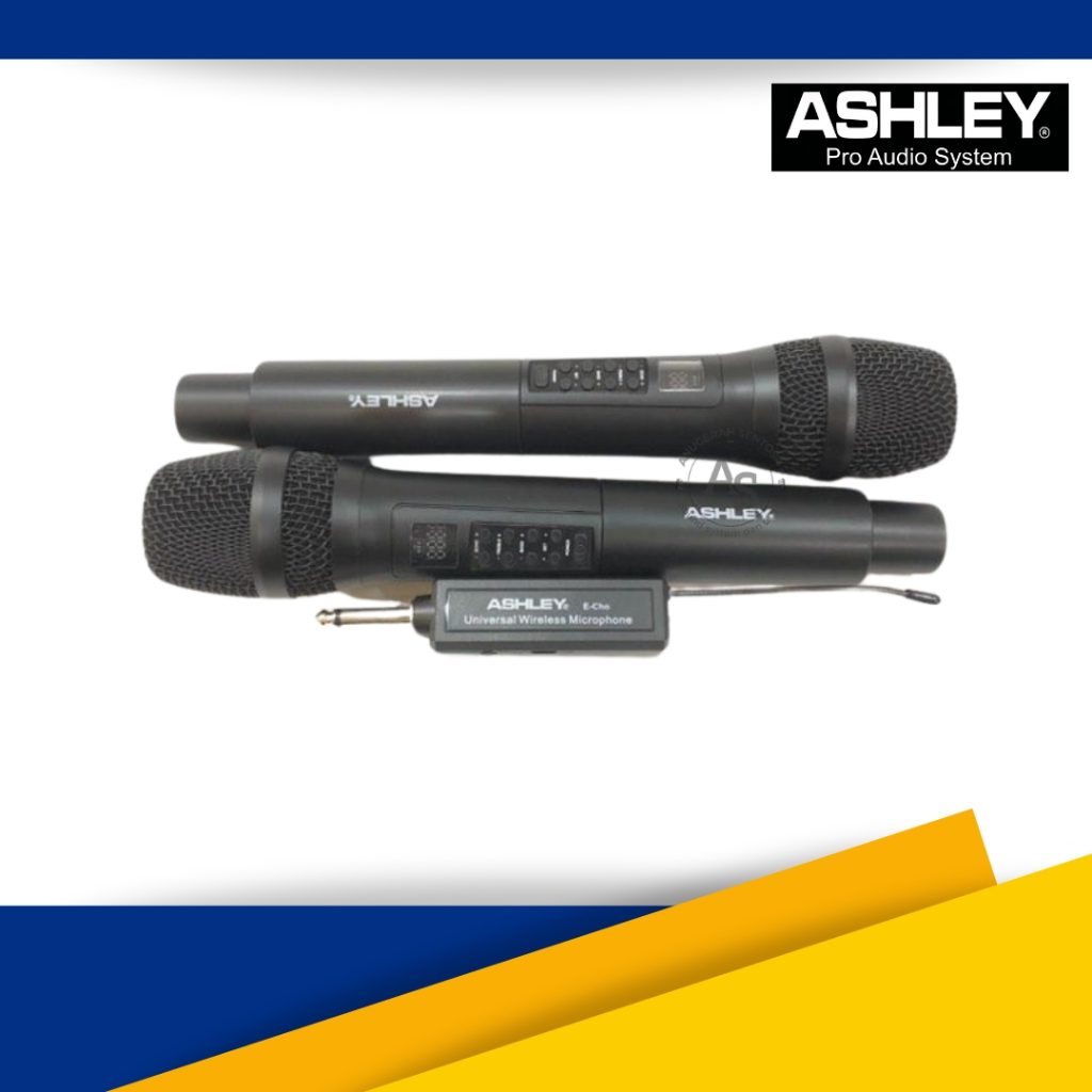 Microphone Wireless Ashley E-Cho Original Isi 2 Mic Pegang
