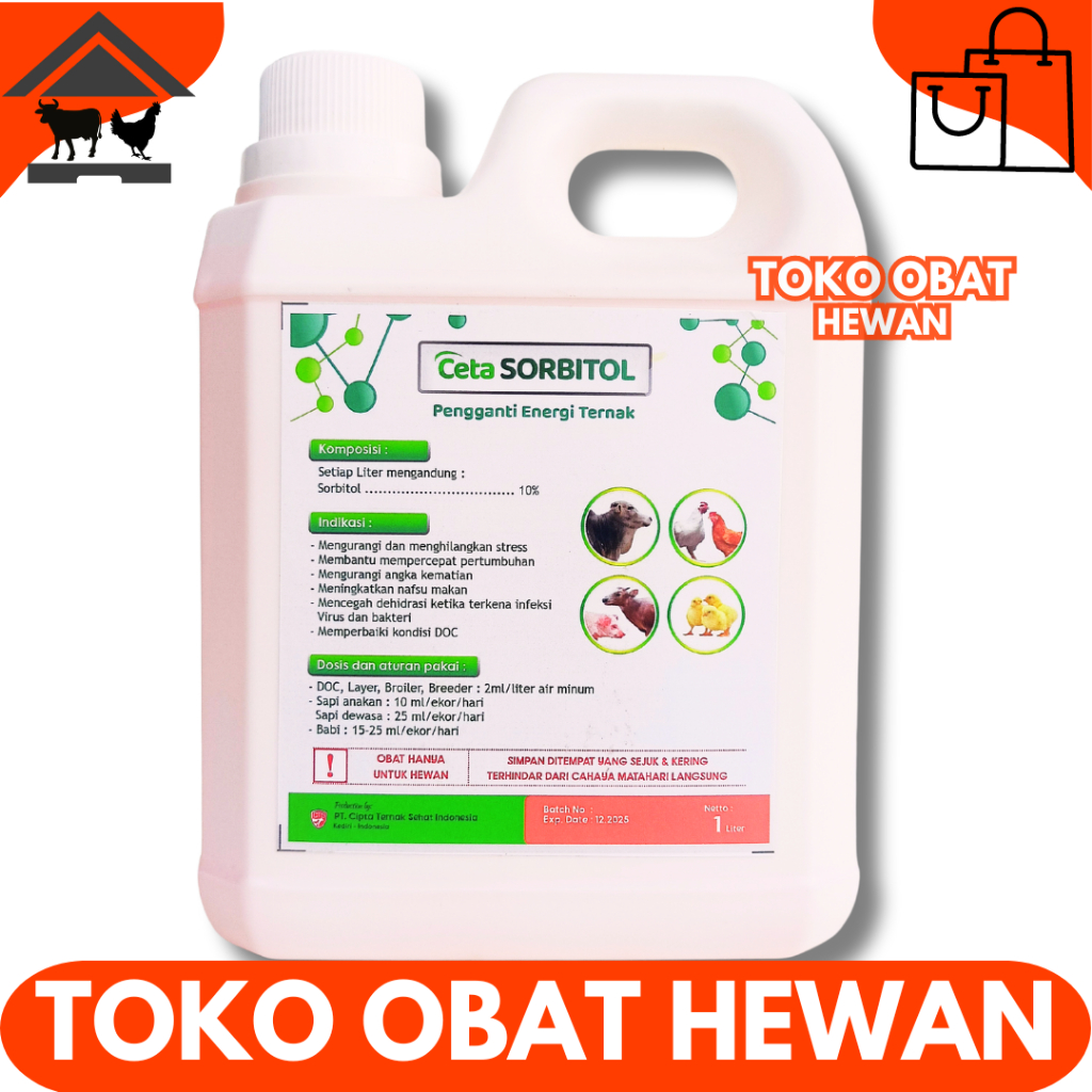 CETA SORBITOL 1 LITER - Suplemen Penambah Energi dan Stamina Ternak Sapi Kambing Babi Anak Ayam Bebe