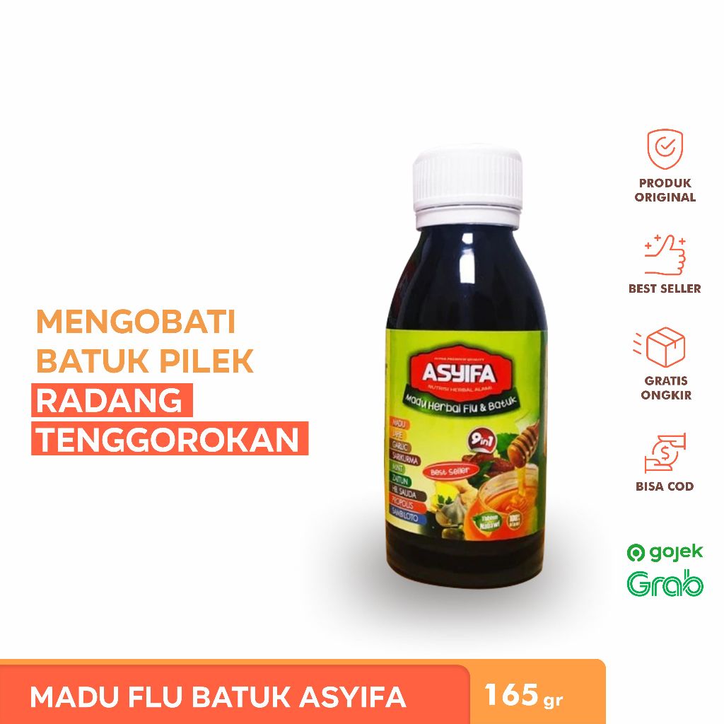 

ASYIFA Madu Herbal Flu & Batuk 9 in 1 165gr | Obat Sakit Tenggorokan, Demam dan Perut Kembung