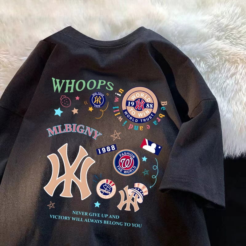 t shirt WHOOPS MLBIGNY wanita kekinian korean style kaos wanita oversize 100%cotton