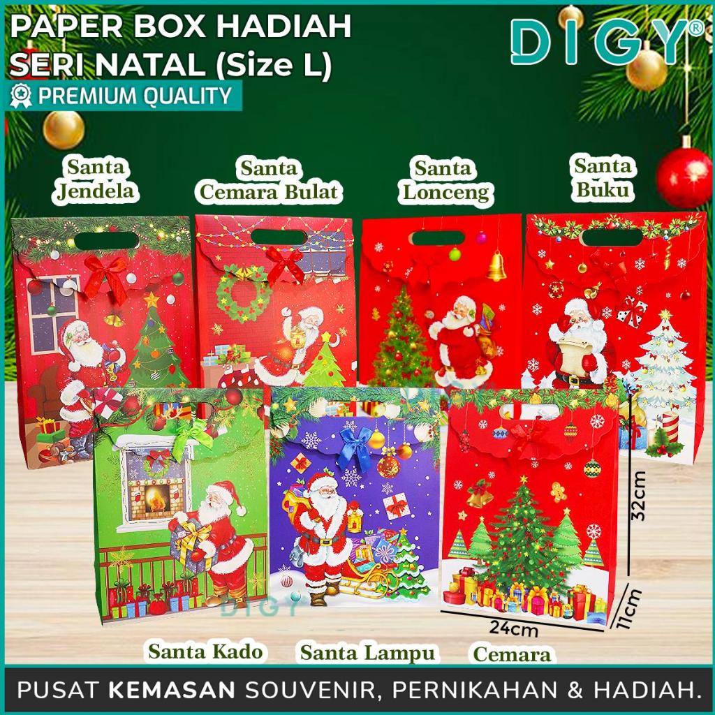 

Paperbox hadiah + Perekat Natal /Tas souvenir Natal/Tas Bingkisan Hampers Natal / Tas Souvenir Ulang Tahun / Tas Kado / Goodie Bag /Paper Box Kado / Tas Bingkisan