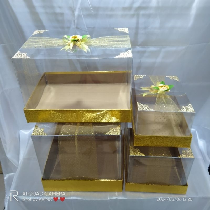 

ECER(1 pcs)Box hantaran/kotak seserahan pernikahan tutup mika full emas perak mengkilap XL L M S