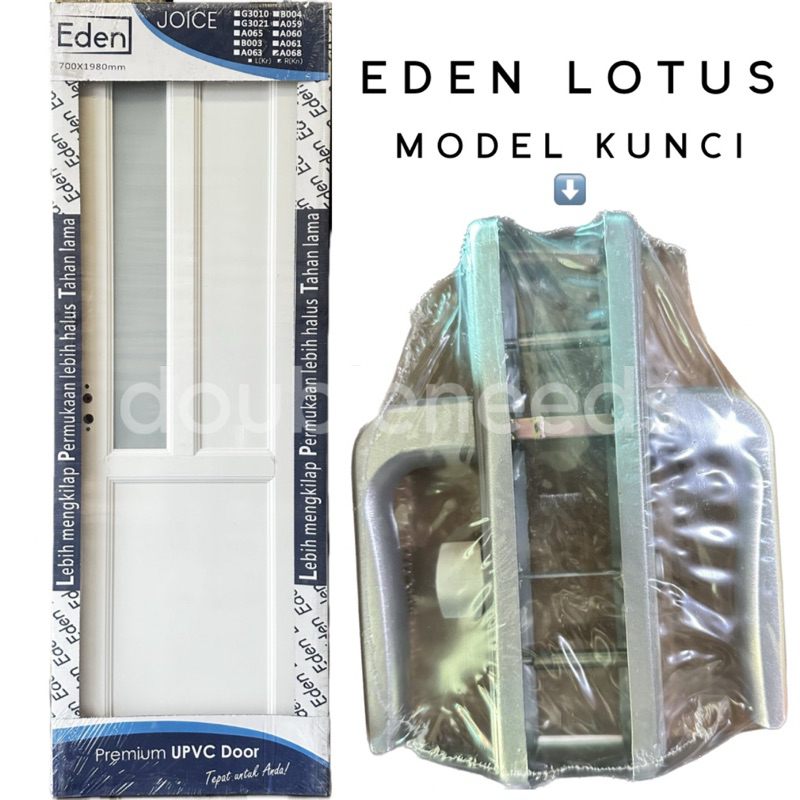 PINTU UPVC EDEN LOTUS KACA ATAS / PINTU EDEN KAMAR MANDI / PINTU EDEN KEKINIAN