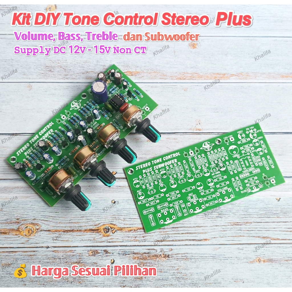 Kit Modul Tone Control Stereo Plus Subwoofer DC 12V - 15V Non CT Tonkontrol Ton Kontrol Pengatur Vol
