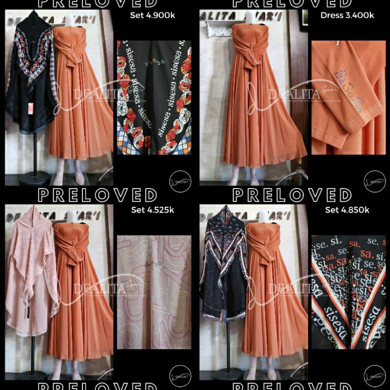 Set Sisesa Swarovski Orange Dress Khimar Limited