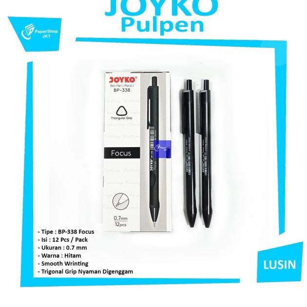 

MURMER Pulpen Ballpen BP 338 Focus Black Hitam Lusin