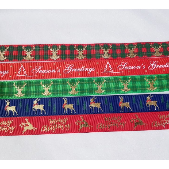 

SPESIAL PITA RIBBON NATAL MERRY CHRISMAS GROSSGRAIN LEBAR 25CM ISI 3 METER