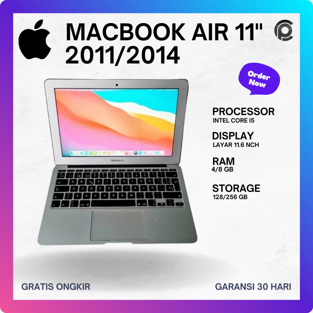 Macbook Air 11" 2011 2014 Second Bergaransi Terawat Termurah