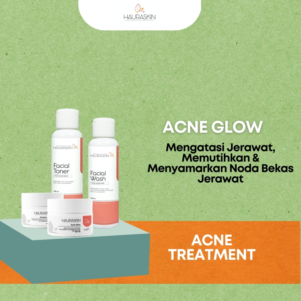 Hauraskin Acne Glow Paket Hemat isi 4 item Merawat Jerawat dan Menyamarkan Bekas Jerawat