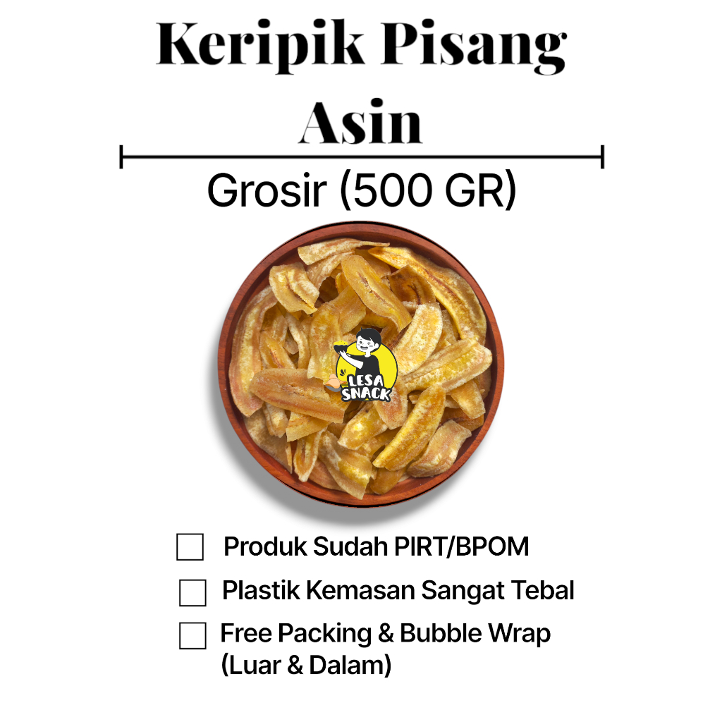 

Keripik Pisang Asin Original Kiloan Rasa Gurih & Renyah Kemasan 500 gram