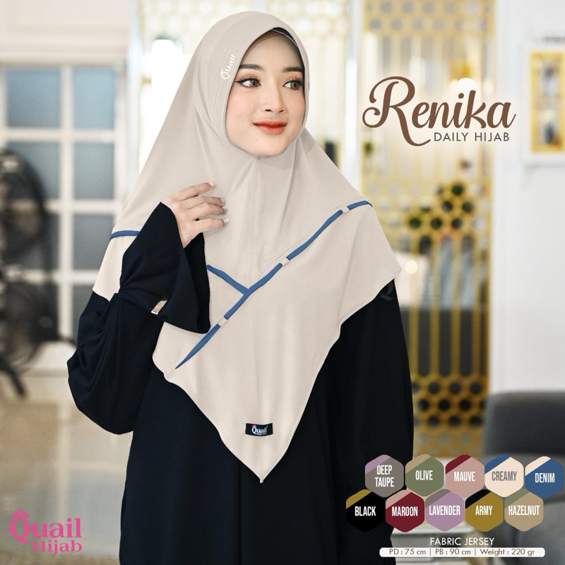 Renika Daily khimar Original Quail hijab Wanita Hijab jersey Quail Hijab Instan Quail Renika