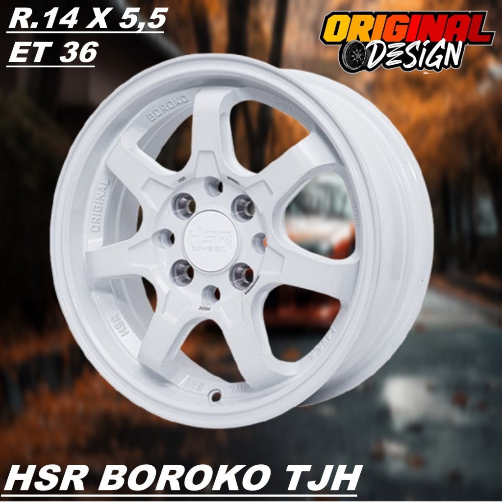 HSR TJH R14 velg mobil ring 14 warna glosy white/putih palang 7 lebar 5,5
