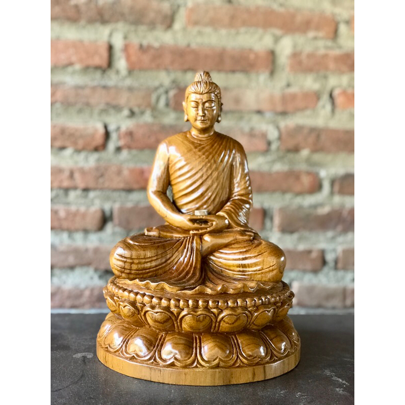 patung budha kayu jati.