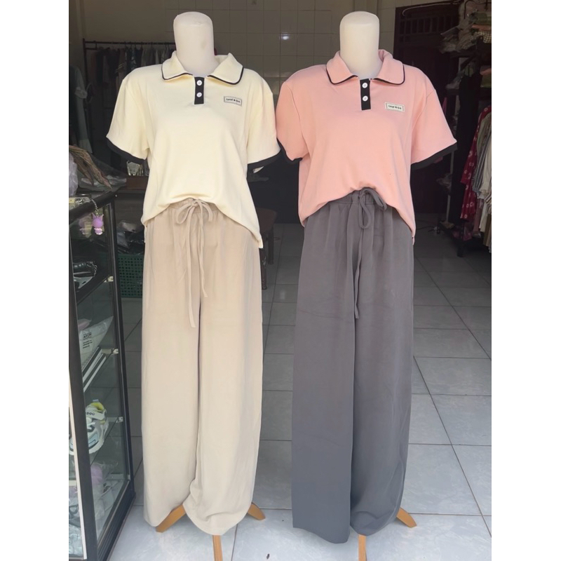 Kaos polo wanita crop premium