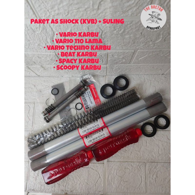 Paket As Shock Depan (KVB) + Suling Bambu Buat Motor Vario Karbu, Spacy Karbu, Beat Karbu, Scoopy Ka