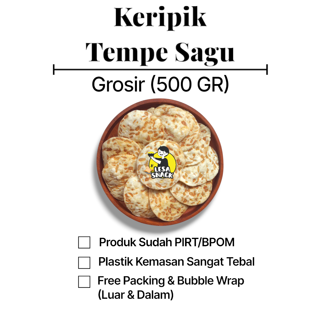 

Keripik Tempe Sagu Snack Kiloan Rasa Gurih & Renyah Kemasan 500 Gram