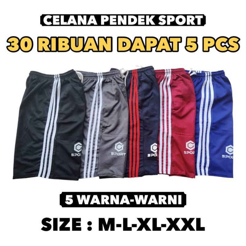 Promo Special 30 Ribuan Dapat 3 Pcs Celana Pendek Sport Model Strip Celana Pria Wanita Dewasa Unisek
