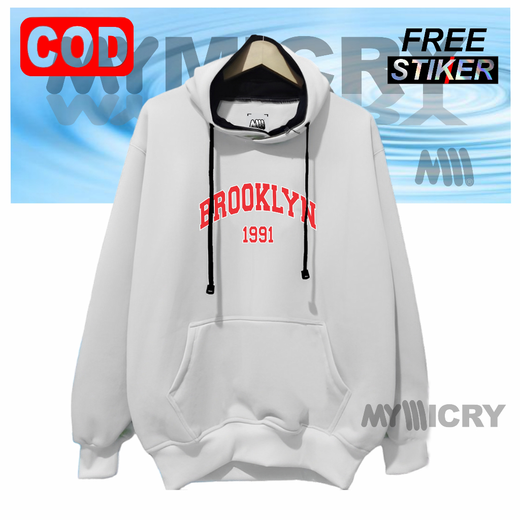 Hoodie Jumper Brooklyn 1991 Original Bahan Cotton Fleece Tebal Pola Dewasa Size M L XL XXL Pria Wani