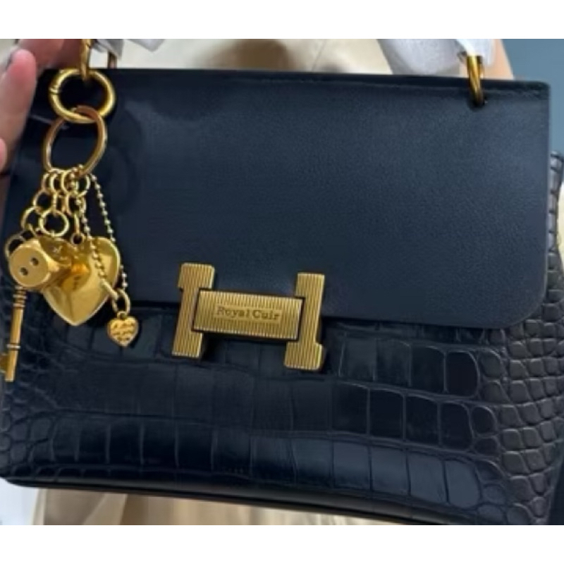 Tas selempang wanita Tas Royal cuir croco logo H #8555