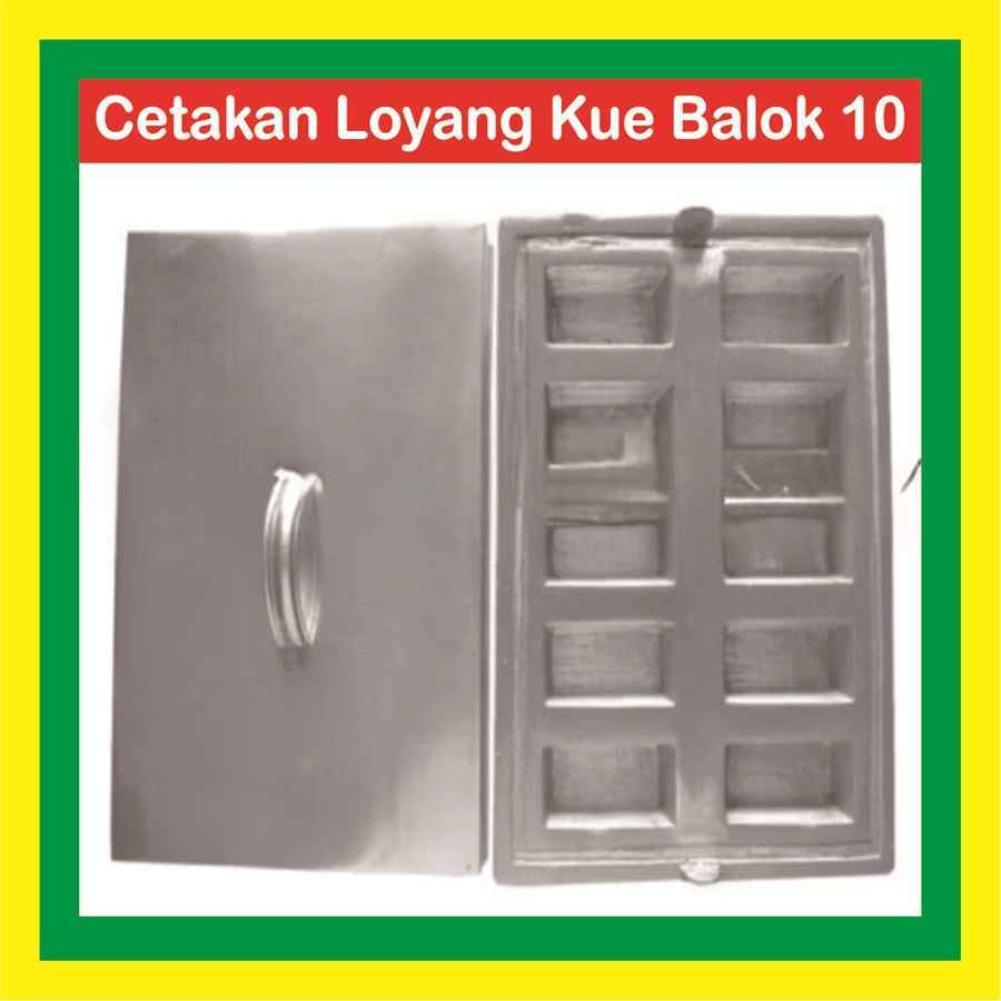 Cetakan Loyang Kue Balok Lumer Kompor Gas Murah Besar Anti Lengket dan Tutup Lengkap Tebal 10 Lubang