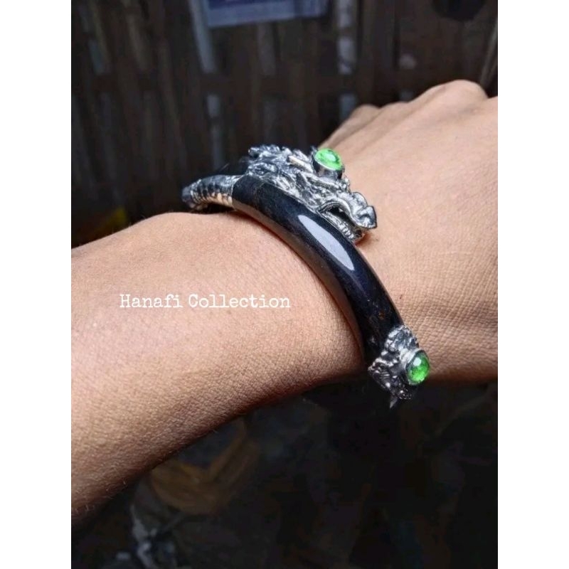 Akar Bahar Tali Aros Hitam Desain Naga Full Mata hijau