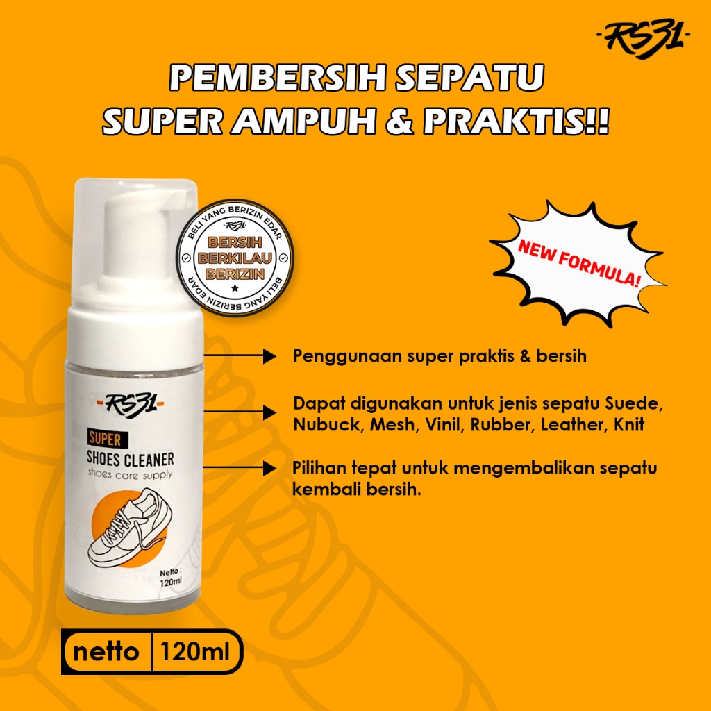 RS31 Shoes Cleaner - Cairan Pembersih Sepatu / Penghilang Noda Sepatu Membandel dan Super Ampuh, Sta