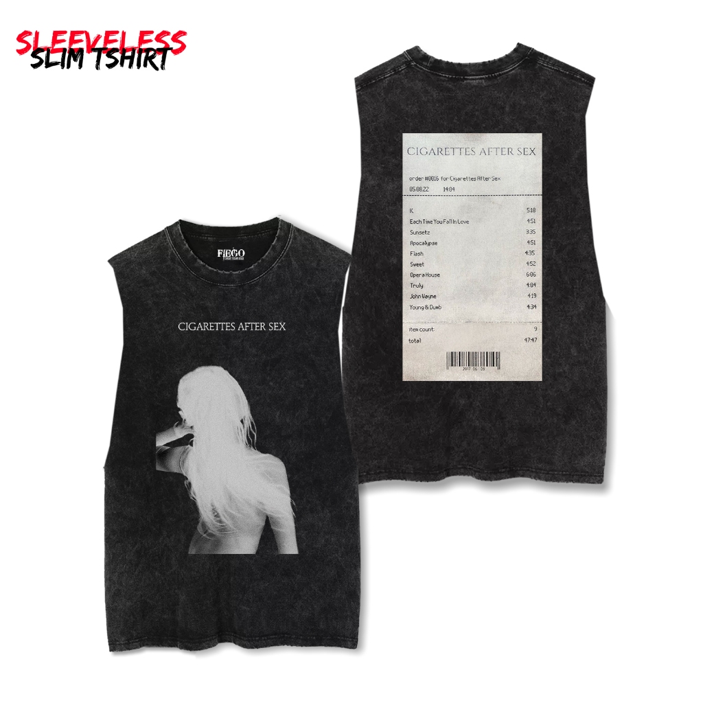 Fiego "CIGAR3TTES AFTER SX SET 3" | Premium slim Singlet T-Shirt | Stone Wash