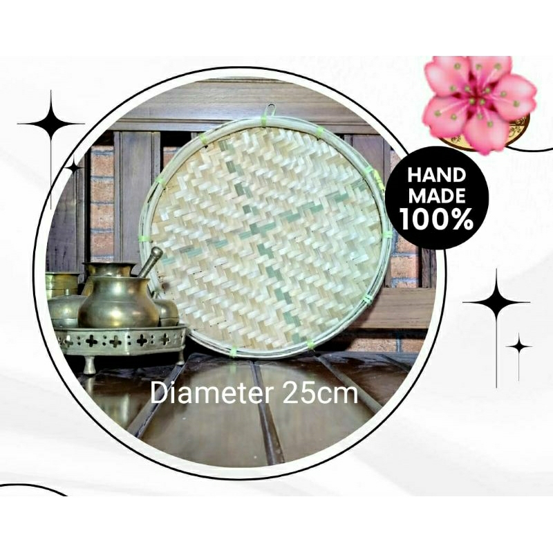 tampah bambu 25cm/Tempeh/tambir/nyiru/nampan bambu/tampah murah/piring lalapan/tampah mini/tampah ke