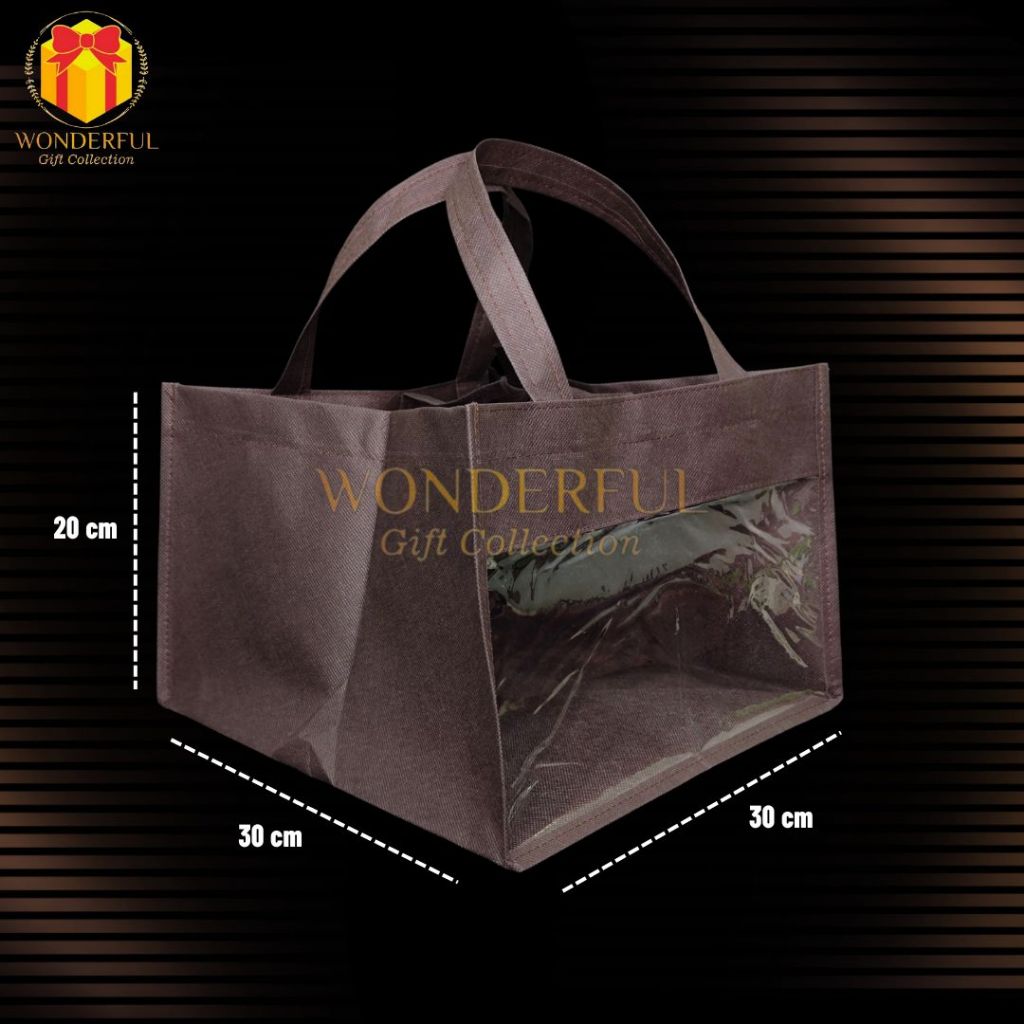 

Goodie Bag Mika Kain Spundbond / Kantong Kue Hampers Coklat Tua - GDB-CKG