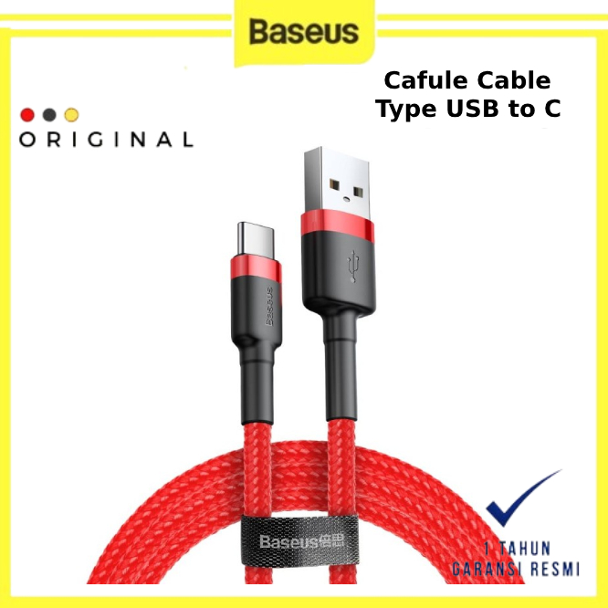 Baseus Cafule Cable USB For Type C 3A 1m - BASEUS ORIGINAL ( CODE 10044 ) / CABLE DATA BASEUS / KABE