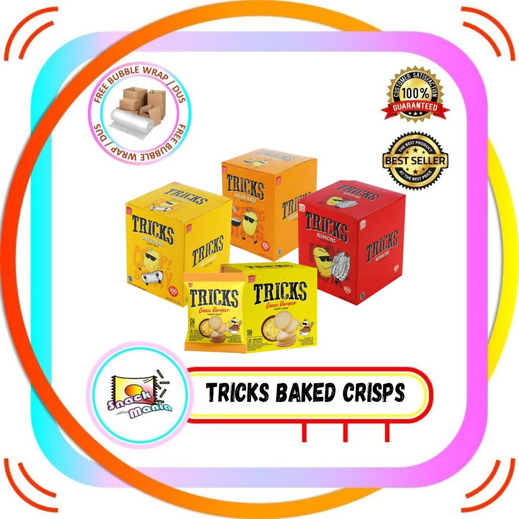 

TRICKS Baked Crisps Potato Original | Asian BBQ | Kimchi 12 gr x 10 pcs BOX