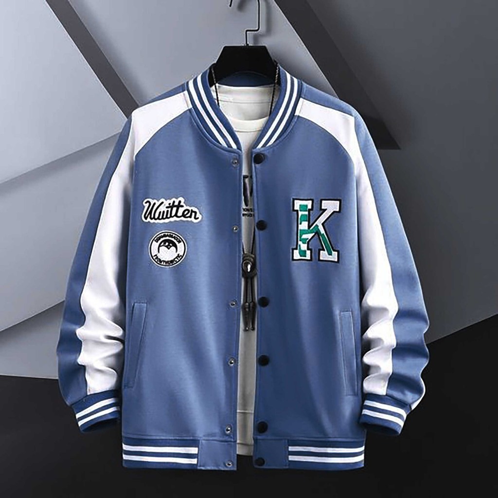 Jaket Baseball Big Size ( S - 6XL ) INISIAL K ( BISA CUSTOM INISIAL WARNA SABLON BORDIR ) Korean Str