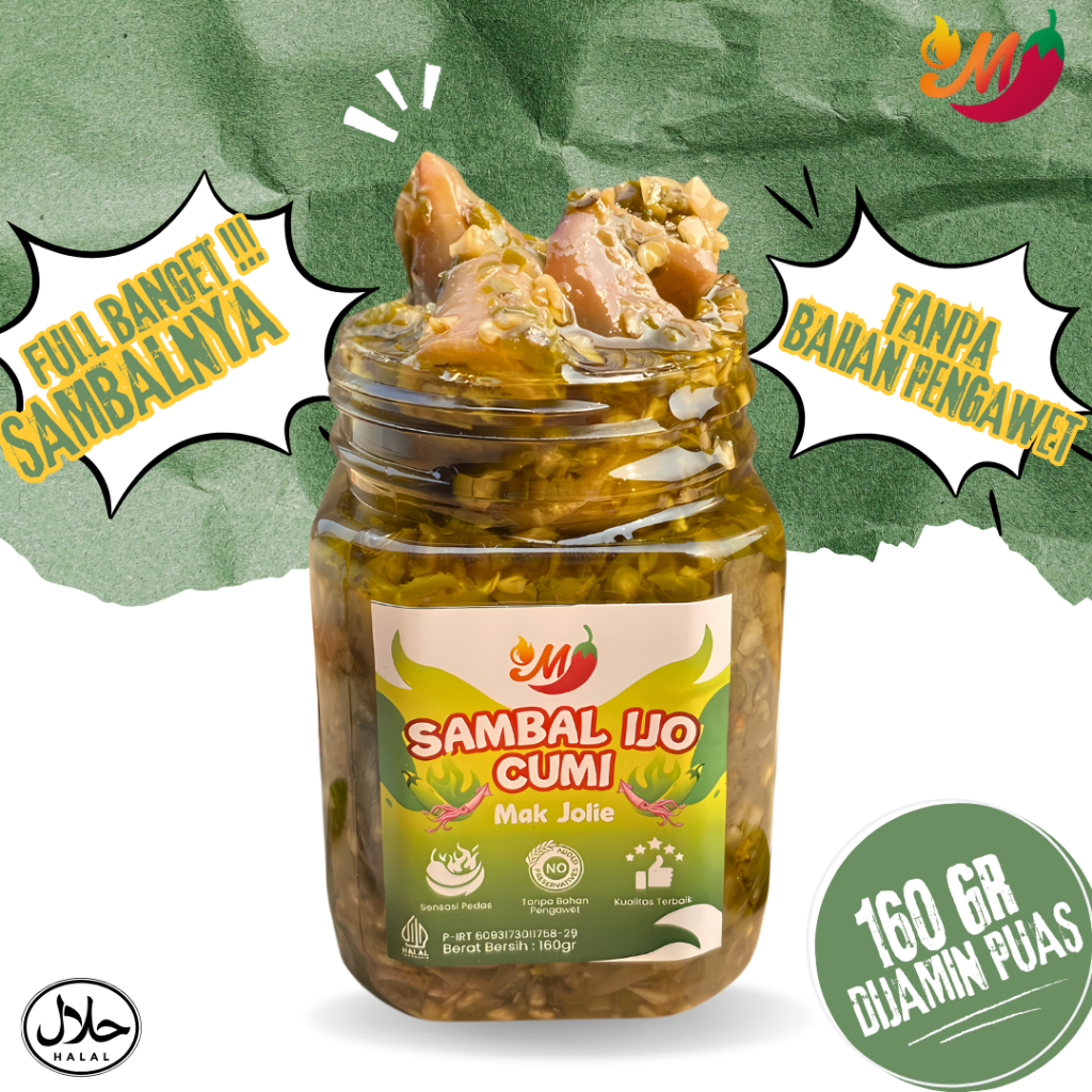 

TERMURAH 160GR Sambal Cumi Ijo Sambal Mak Jolie - Sambalpedas sambalcumiijo sambellauk sambelcumi
