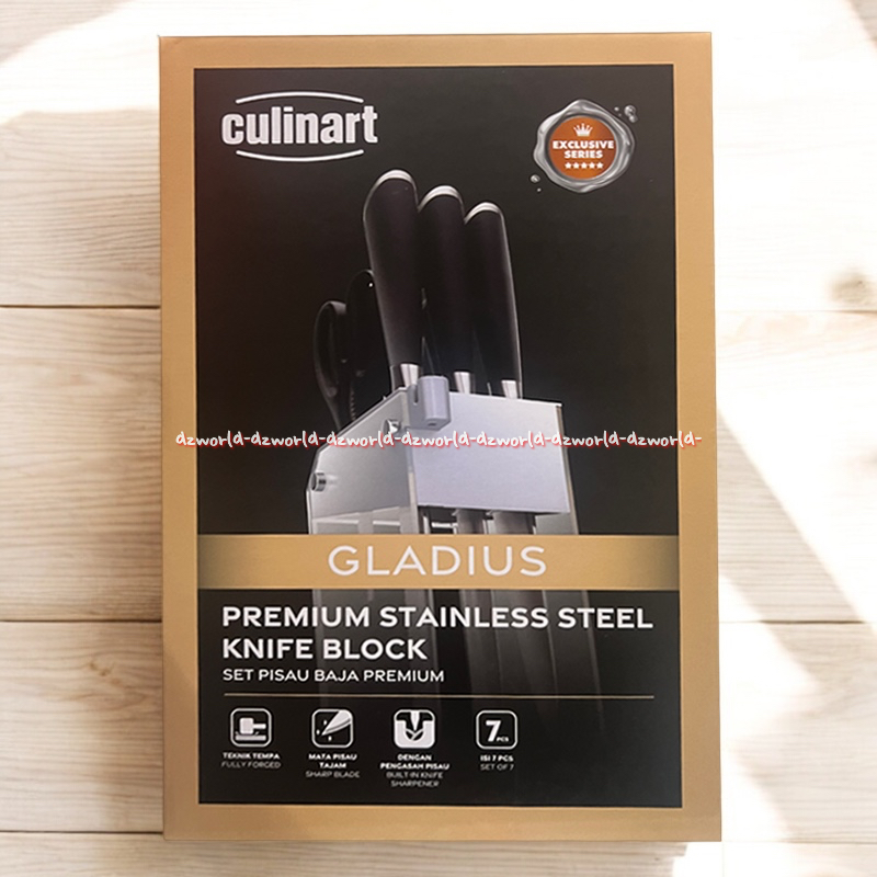 Culinart Gladius Premium Stainless Steel Knife Block Pisau Baja 1set Dengan Tempat Tatakan Pisau Hit