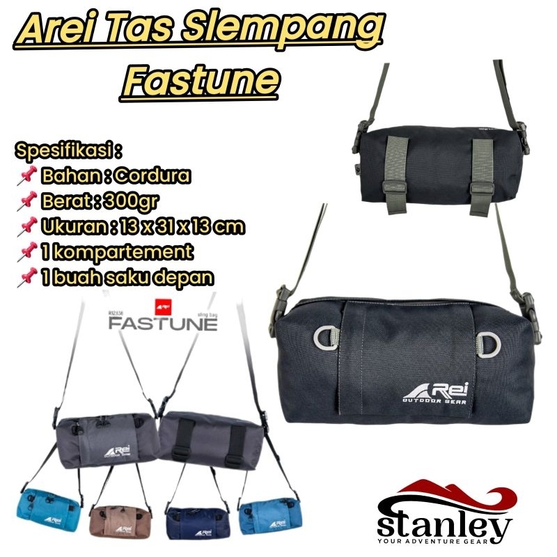 tas slempang bisa pinggang Arei fastune black/Tas Rei pria wanita
