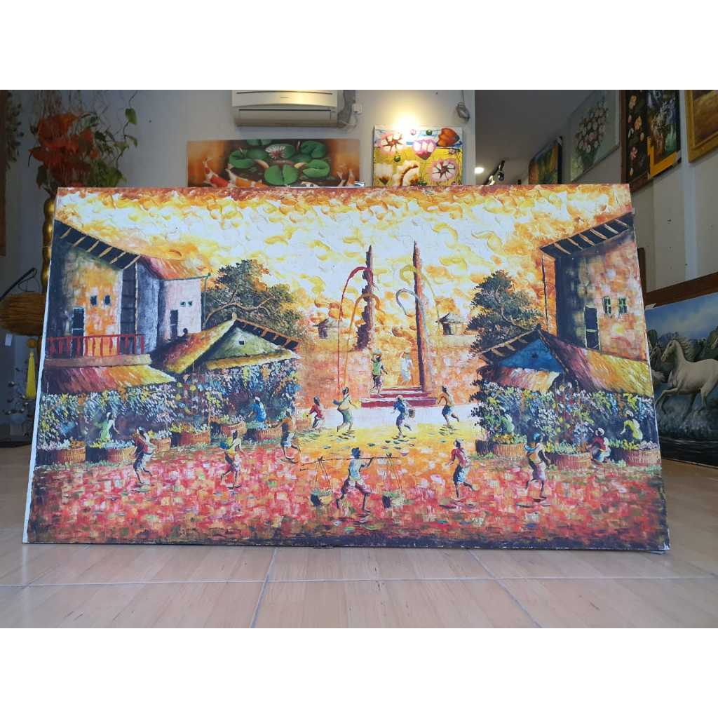 HIASAN DINDING LUKISAN PERKAMPUNGAN BALI