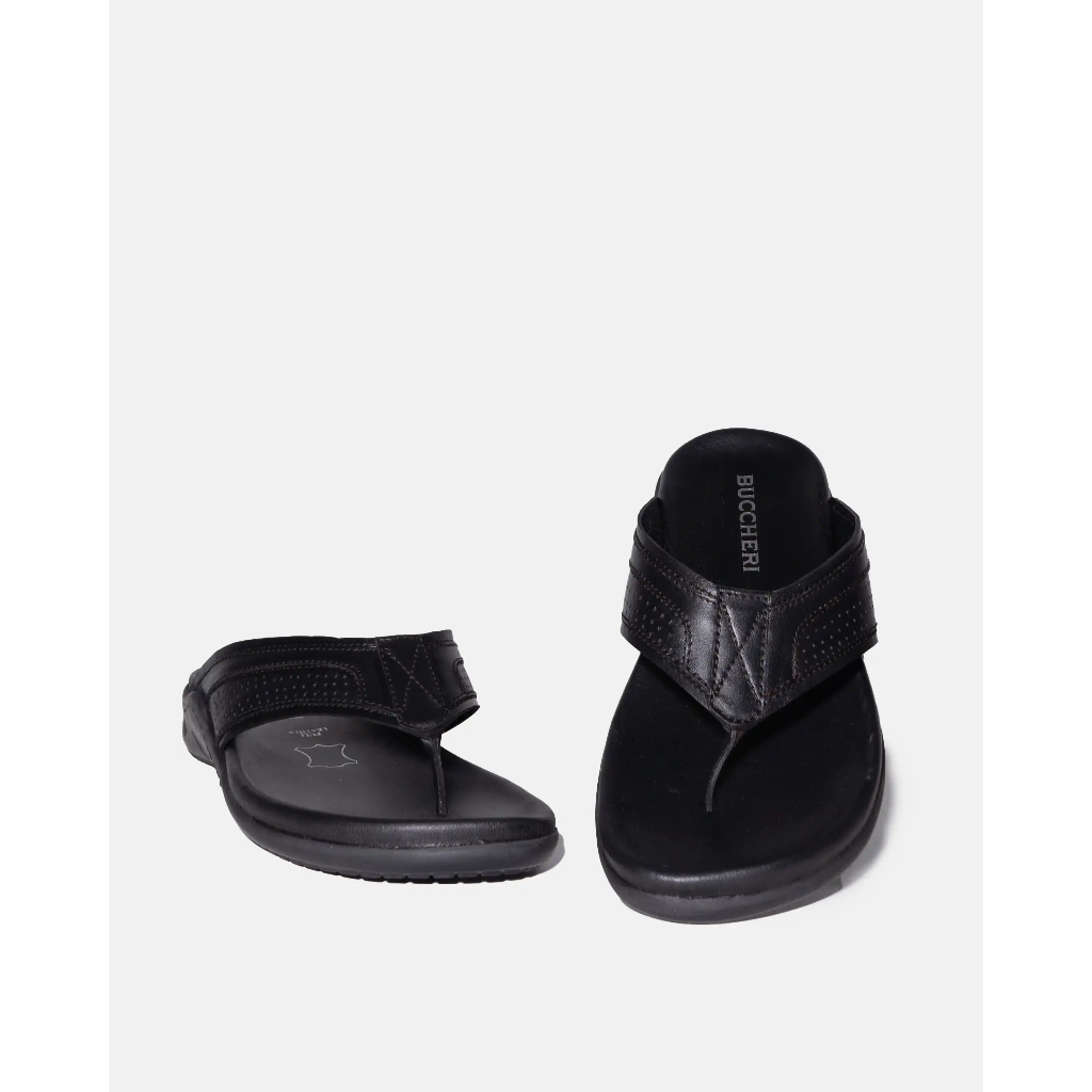 Buccheri Sandal Jepit  Kulit Pria Amarey Black - S5160