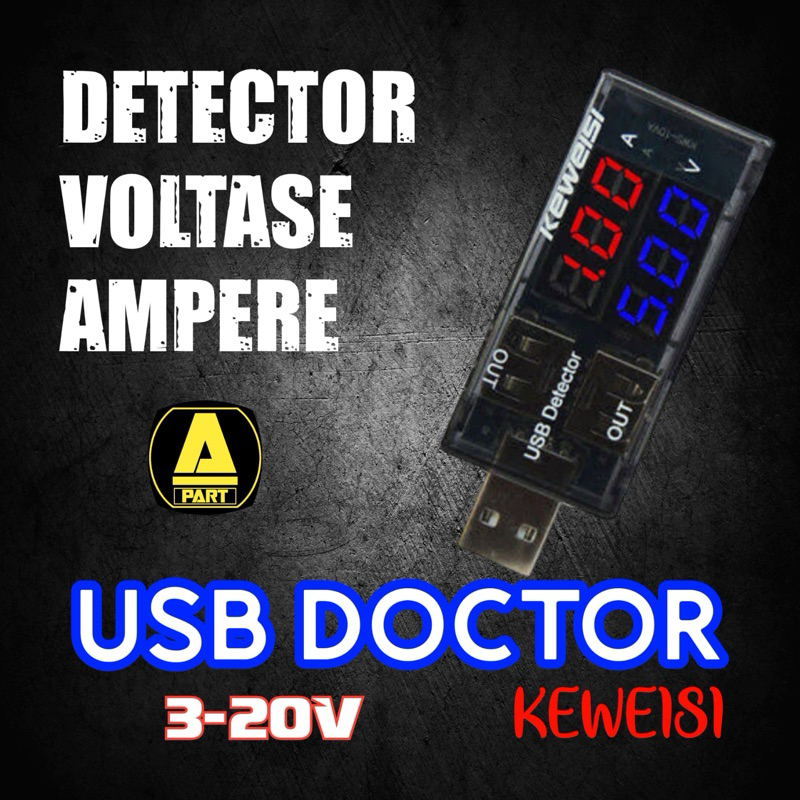 USB DOCTOR CHARGER / USB DETECTOR VOLT AMPERE KEWEISI HITAM