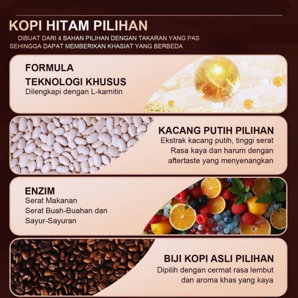 

BISA COD | Kopi Hitam L Karnitin Kopi Diet Dengan Enzim L Karnitin (Isi 10 sachet)