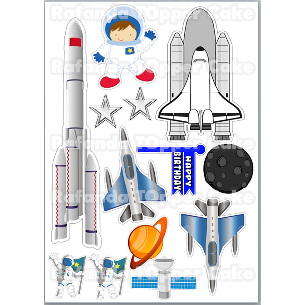 Topper kue ulang tahun astronot toper ultah luar angkasa