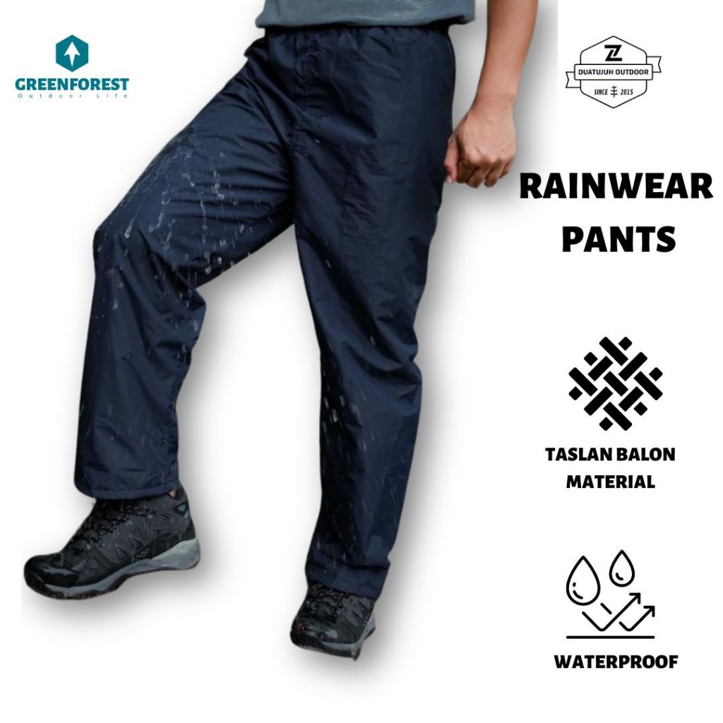 Greenforest Rainwear Pants Waterproof - Celana Jas Hujan Anti Air Doubble Layer Full Seal