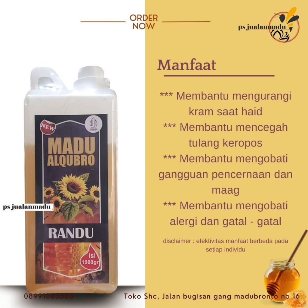 

Madu Alam Al Qubro Varian Randu kemasan 1kg