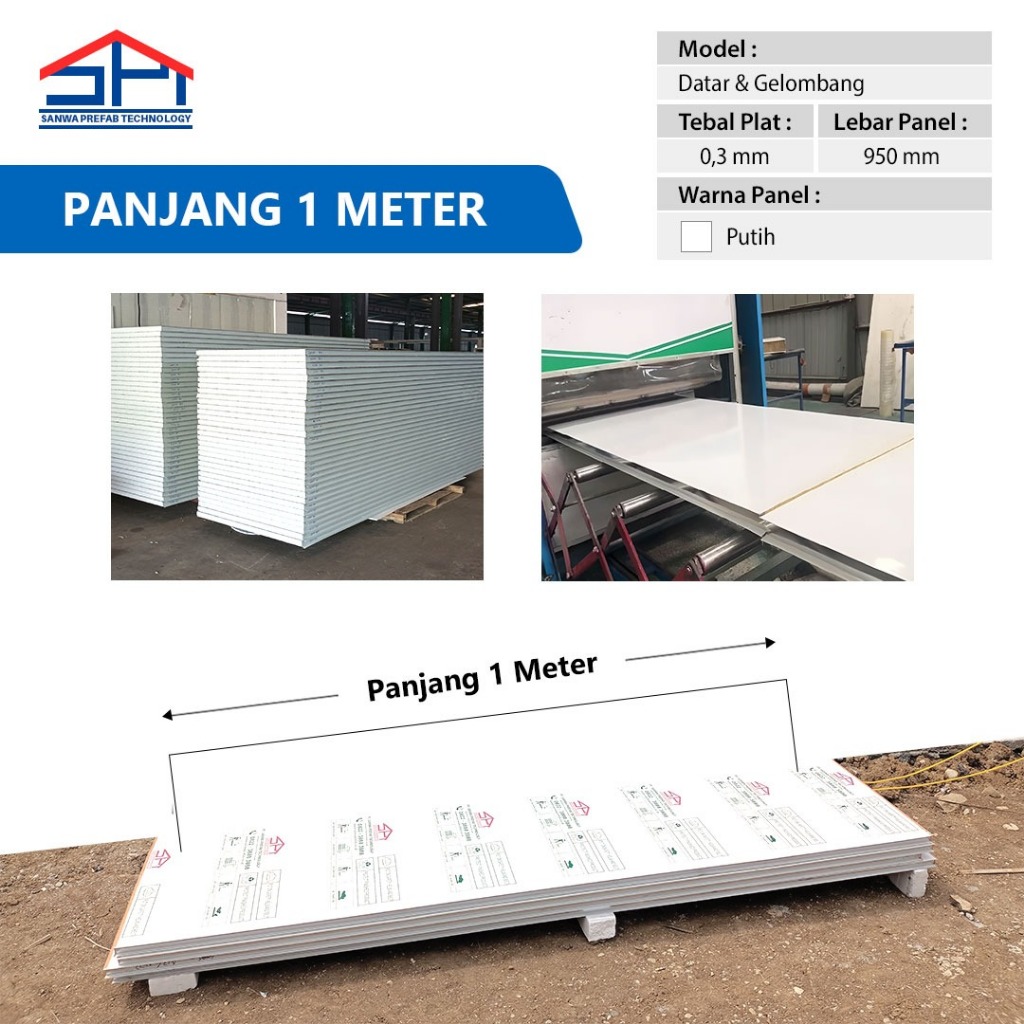 Sanwa - Sandwich Panel Eps Dinding Rumah Modular Prefabrikasi Office Container 1 Meter Harga Termura