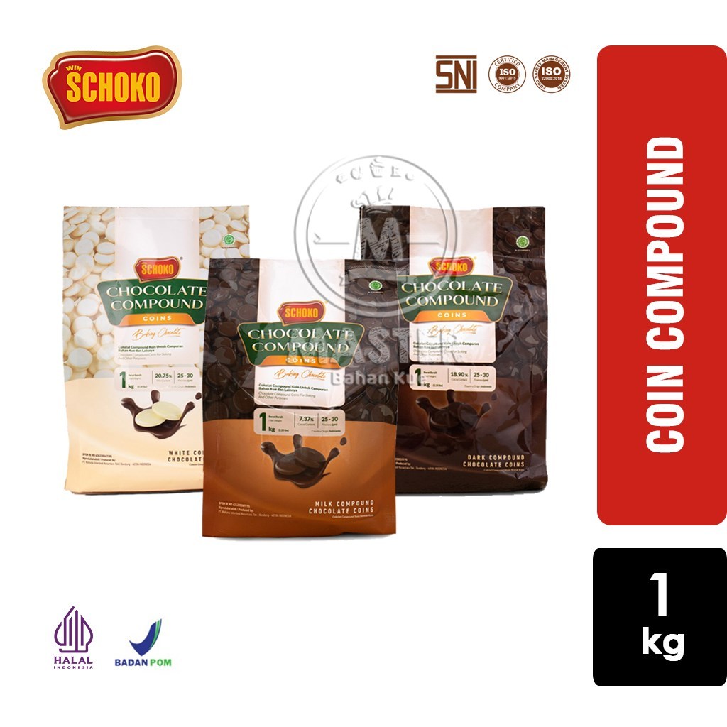 Coklat Schoko KOIN Dark / White / Milk Compound Chocolate COIN Cokelat [Asli 1 Kg]