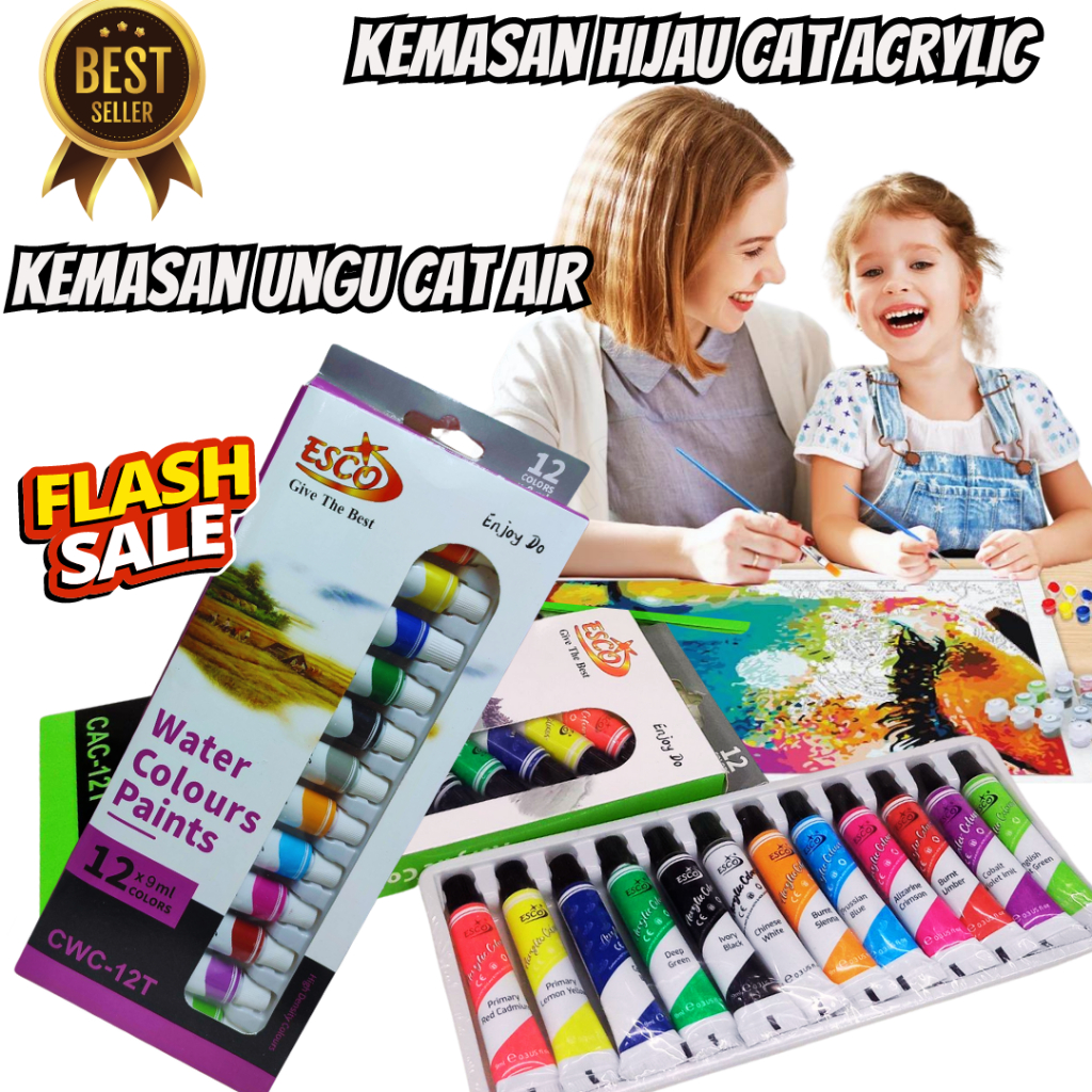 

Cat lukis acrylik Cat Air 1set 12warna / Cat Lukis /Cat Akrilik Kanvas Lukis Canvas Paint Acrylic Color / Arylic Colour Tube / Cat Acrylic / Acrylic Colour / Duta Gemilang