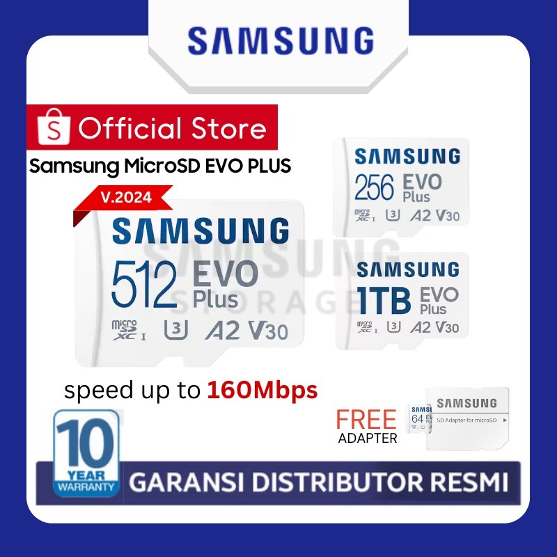 mall inline badgeSamsung MicroSD Evo Plus V.2024 64GB / 128GB / 256GB Memory Card HP Micro SD Kartu 