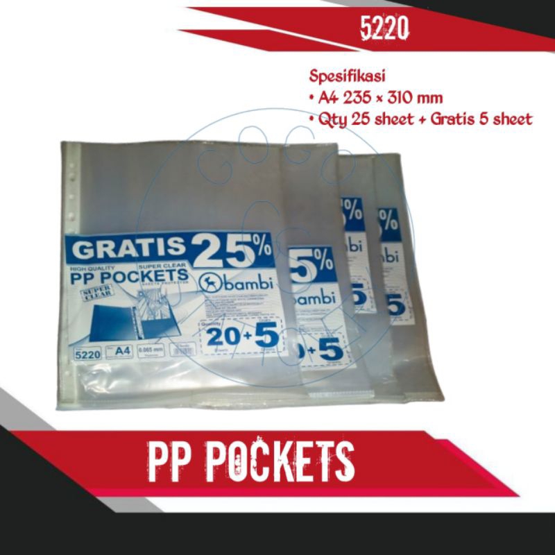 

PP POKET A4 BAMBI isi 20sheet + gratis 5shett