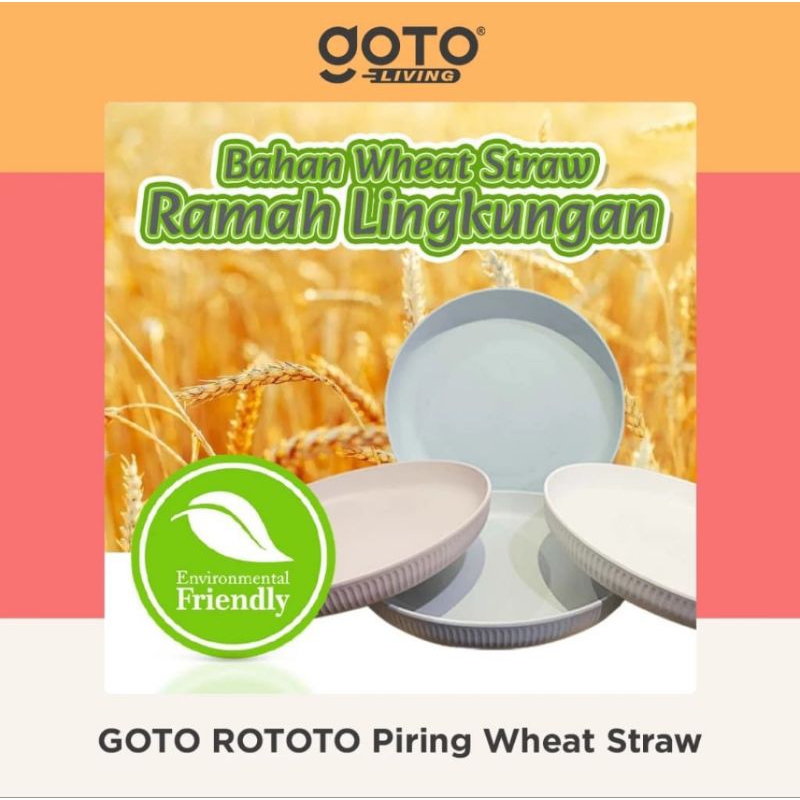 GOTOTO ROTOTO SET PIRING MAKAN SAJI AESTHETIC PLATE WHEAT STRAW JERAMI